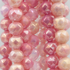 Perline in vetro diamound cut 8 mm rosa A/B filo 40 cm