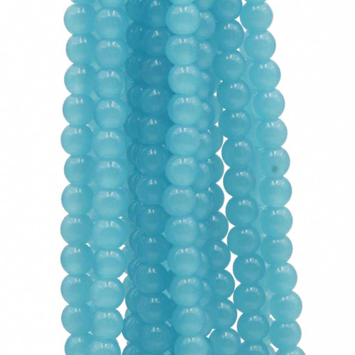 Perline in vetro celesti tonde lisce 6 mm filo 40 cm