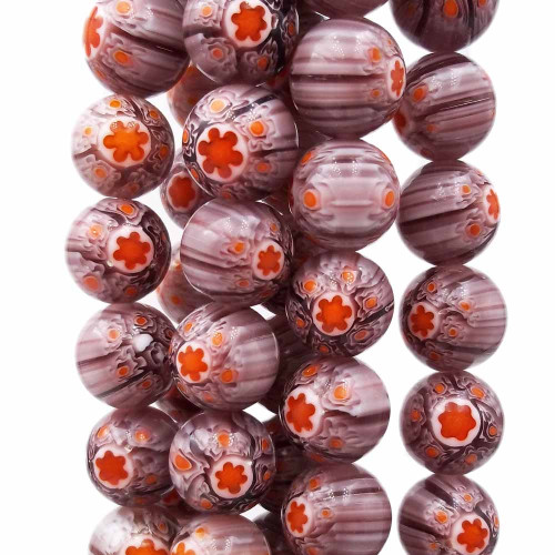 Perline in vetro decorate rosa mountbatten 10 mm pacco 20 pz