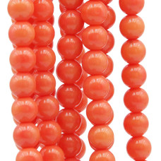 Perline in vetro tonde lisce 8 mm corallo ilo 40 cm
