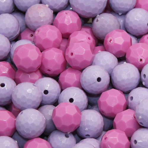 Perline in resina ab 12 mm mix viola e rosa 20 pz