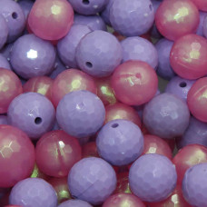 Perline in resina ab 12 mm mix viola e rosa multi color  20 pz