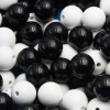 Perline resina ab mix color nere bianche lisce 12 mm 20 pz