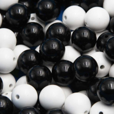 Perline resina ab mix color nere bianche lisce 12 mm 20 pz