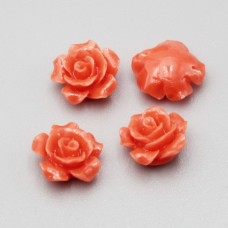 Rose in resina 12.5 mm corallo conf. 4 pz