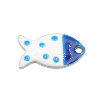 Charms acciaio pesciolino smaltato blu 15.5x8.5 mm conf. 2 pz