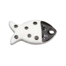Charms acciaio pesciolino smaltato nero 15.5x8.5 mm conf. 2 pz Charms acciaio pesciolino smaltato nero 15.5x8.5 mm conf. 2 pz