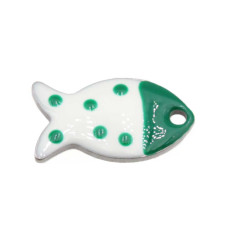 Charms acciaio pesciolino smaltato verde 15.5x8.5 mm conf. 2 pz Charms acciaio pesciolino smaltato verde 15.5x8.5 mm conf. 2 pz