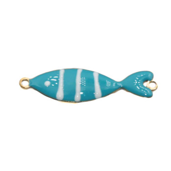 Connettore Pesciolino acciaio smaltato azzurro 25x6 mm conf. 1 pz