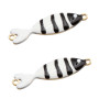 Connettore Pesciolino acciaio smaltato bianco e nero 25x6 mm conf. 1 pz