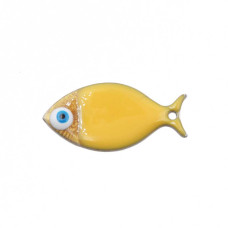 Pesciolino acciaio smaltato giallo scuro oro 24.5x12 mm conf. 1 pz