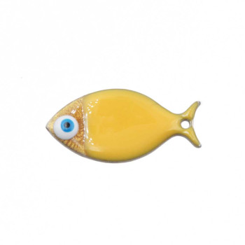 Pesciolino acciaio smaltato giallo scuro oro 24.5x12 mm conf. 1 pz