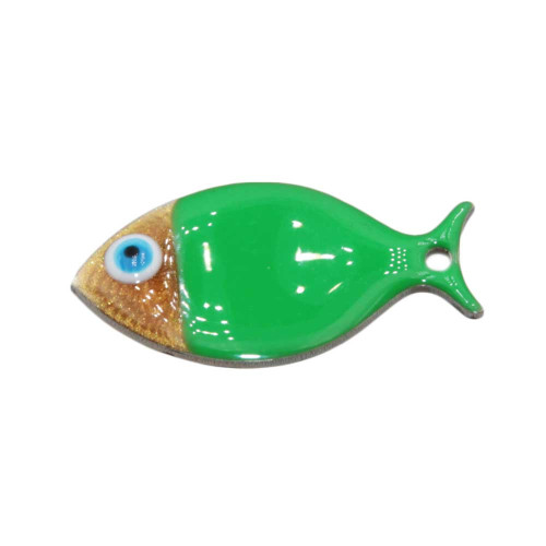 Pesciolino acciaio smaltato verde oro 24.5x12 mm conf. 1 pz