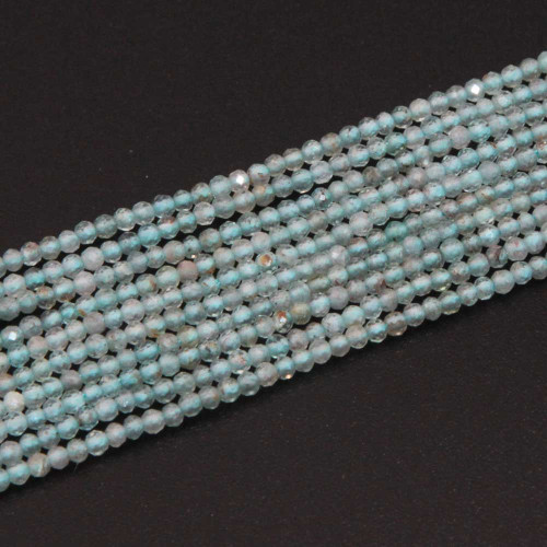 Pietre dure acuamarina tonda schiacciate 2 mm sfacc. filo 40 cm
