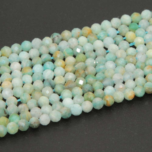 Pietre dure amazzonite tonda schiacciata sfacc. 3 mm filo 40 cm