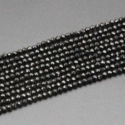 Pietre dure onice nero tonde schiacciate sfacc. 2 mm filo 40 cm