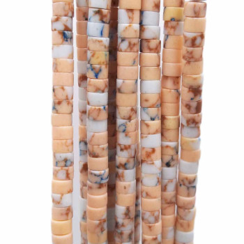 Pietre dure heishi rondelle diaspro impression pesca chiaro 4x2.5 mm filo 40 cm