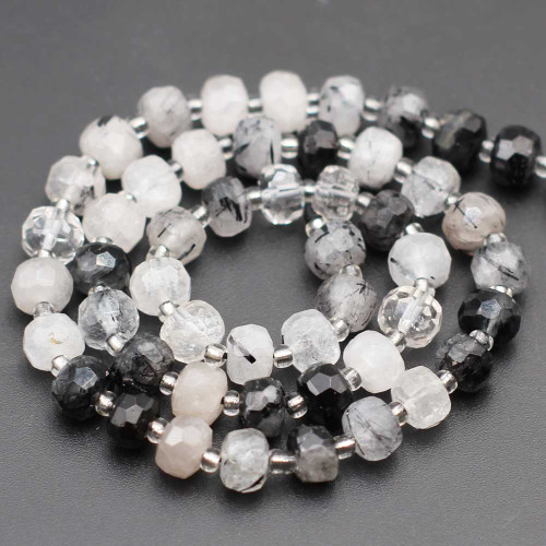 Rondelle pietre dure quarzo rutilato 7.5x6 mm sfacc. conf. 6 pz