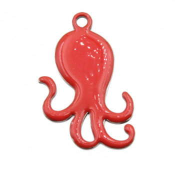 Charms polpo smaltato arancio 28x18 mm conf. 1 pz