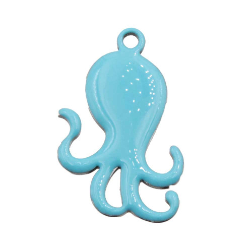 Charms polpo smaltato azzurro 28x18 mm conf. 1 pz