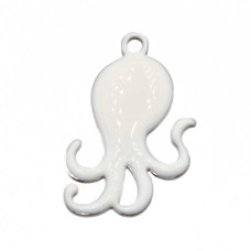 Charms polpo smaltato bianco 28x18 mm conf. 1 pz Charms polpo smaltato bianco 28x18 mm conf. 1 pz