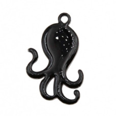 Charms polpo smaltato nero 28x18 mm conf. 1 pz