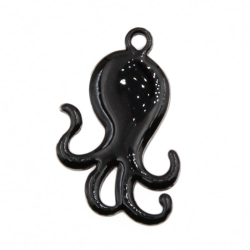 Charms polpo smaltato nero 28x18 mm conf. 1 pz