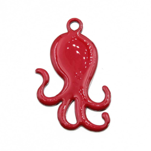 Charms polpo smaltato rosso 28x18 mm conf. 1 pz