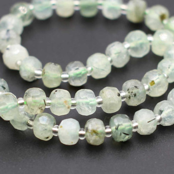 Rondelle pietre dure prenite 7.5x6 mm sfacc. conf. 6 pz