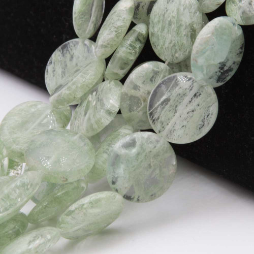 Quarzo verde disco liscio 20 mm filo 40 cm