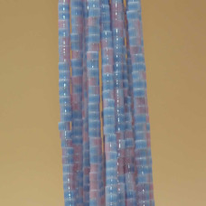 Perline in vetro tubicino 2.2x1.5 mm azzurro rosa filo 40 cm