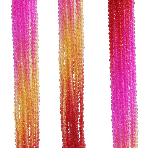 Zirconi colorati gialli rossi rosa tondi 2 mm sfac. filo 37 cm