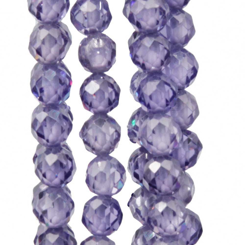 Zirconi tondi sfac. 4 mm ametista grado A++ filo 40 cm