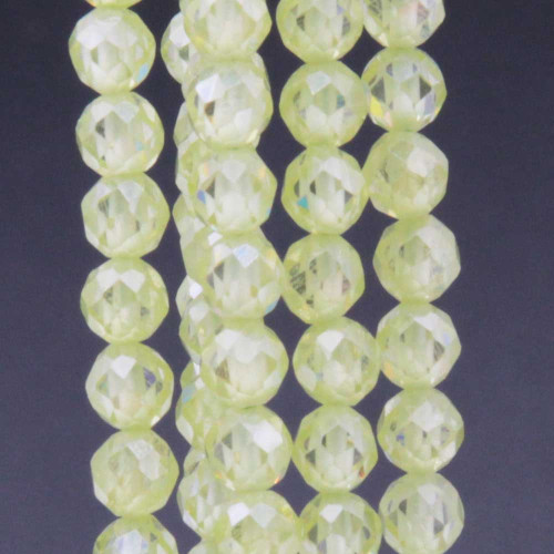 Zirconi tondi sfac. 4 mm grado A++ verde oliva chiaro filo 40 cm