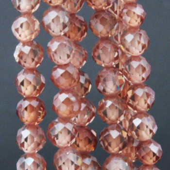 Zirconi tondi sfac. 4 mm peach grado A++ filo 40 cm