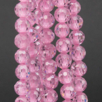 Zirconi tondi sfac. 4 mm rosa grado A++ rosa filo 40 cm