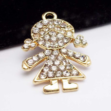 Bimba con strass oro 22 mm pacco 5 pezzo