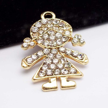 Bimba con strass oro 22 mm pacco 5 pezzo