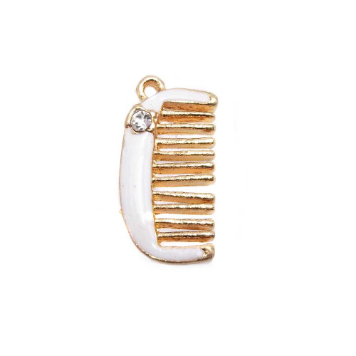 Charms pettine stile chanel color oro con strass 18x10 mm 10 pz