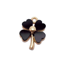 Charms quadrifoglio nero 19X14 mm 10 pz