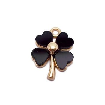 Charms quadrifoglio nero 19X14 mm 10 pz