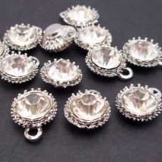 Ciondolo strass 14 mm argento pacco 10 pezzi