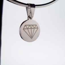 Charms acciaio tondo con diamante 15 mm tondo 1 pezzo