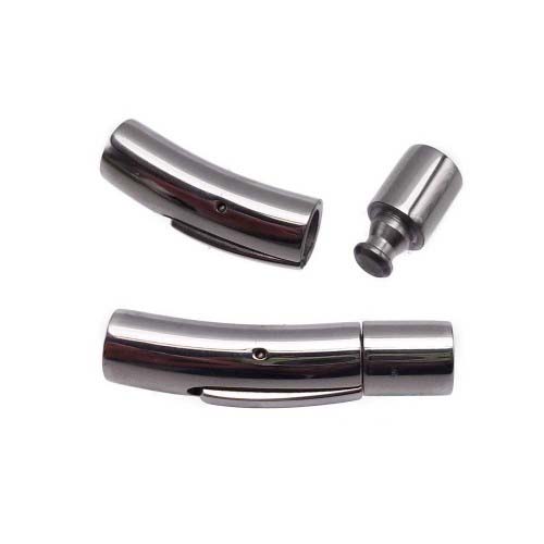 Chiusura a scatto in acciaio inox 28X6 mm con foro da 4 mm