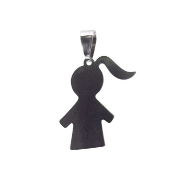 CIONDOLO IN ACCIAIO BIMBA 30x18 MM 1 PEZZO