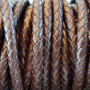 Cordino In pelle intrecciato marrone 6 mm 50 cm