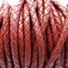 Cordino In pelle intrecciato marrone brunito 4 mm 50 cm