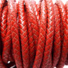 Cordino In pelle intrecciato roso 6 mm 50 cm