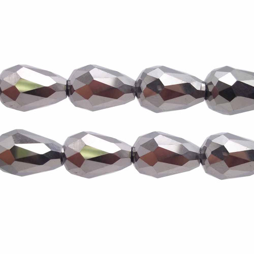 Cristalli a goccia argento 15x10 mm filo ( circa 20 pezzi ).
