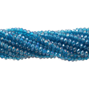 Cristalli rondella verde bottiglia A/B 3x2 mm filo 40 cm